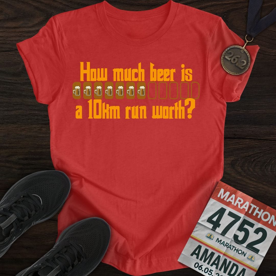 Printify T-Shirt Heather Red / S Drink Beer and Run 10KM