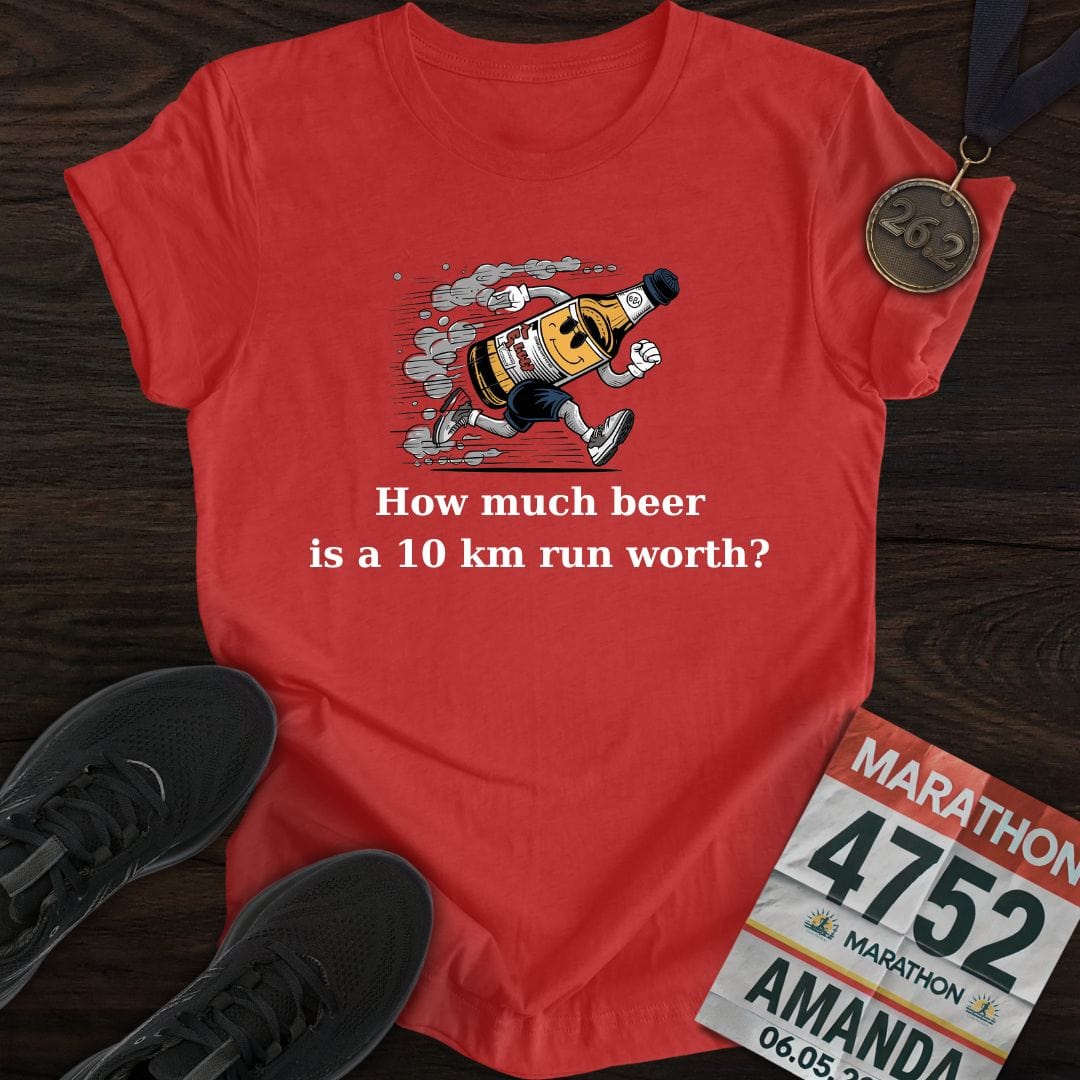 Printify T-Shirt Heather Red / S Drink Beer Run 10KM T-Shirt