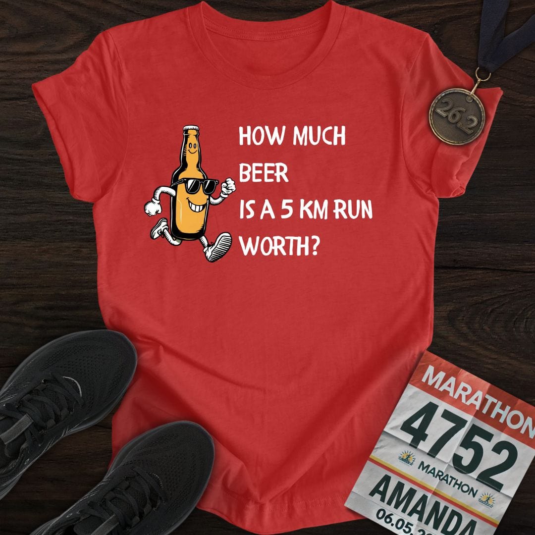 Printify T-Shirt Heather Red / S Drink Beer Run 5KM T-Shirt