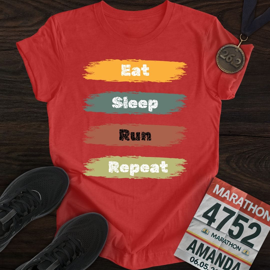 Printify T-Shirt Heather Red / S Eat Sleep Run Repeat T-Shirt