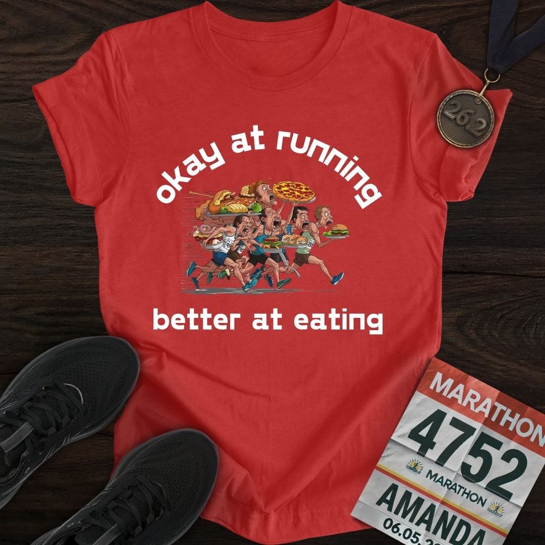Printify T-Shirt Heather Red / S Eating and Keep Running T-Shirt