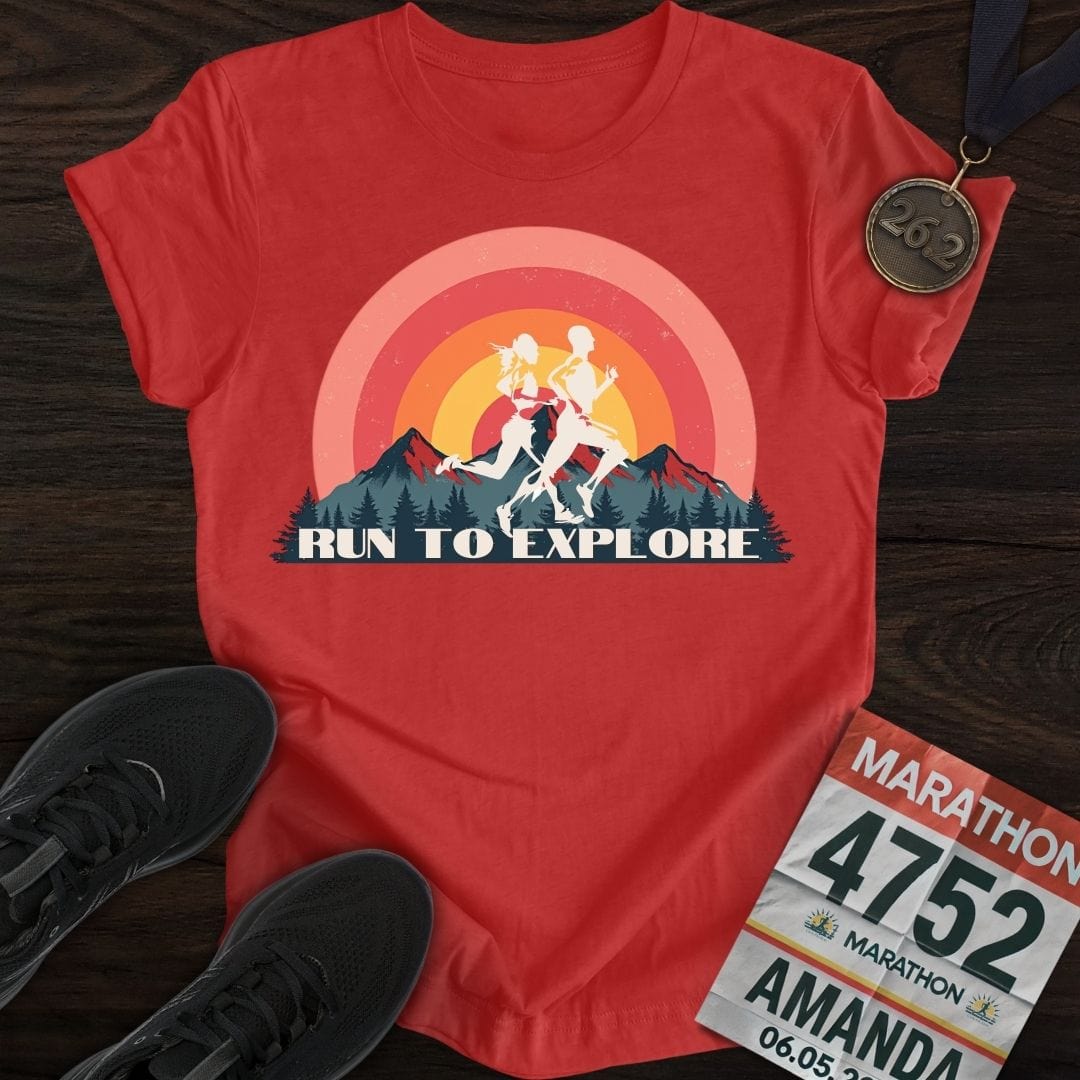 Printify T-Shirt Heather Red / S Explore Runner T-shirt