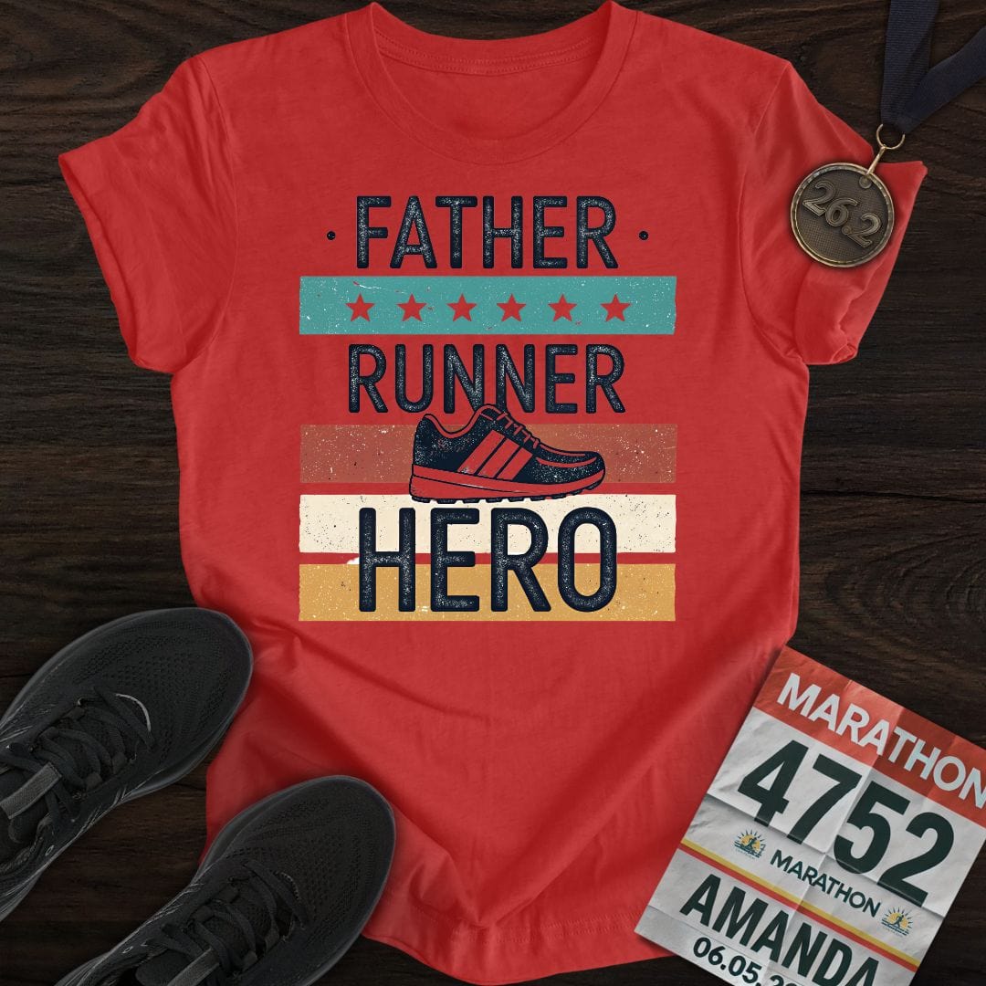 Printify T-Shirt Heather Red / S Father Runner Hero T-shirt