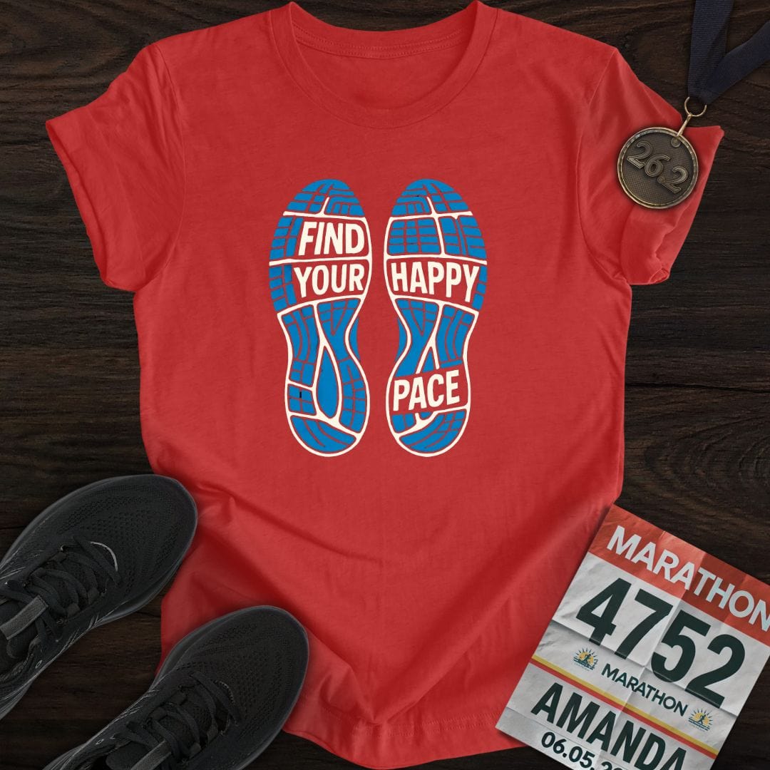 Printify T-Shirt Heather Red / S Find Your Happy Pace -2- T-Shirt
