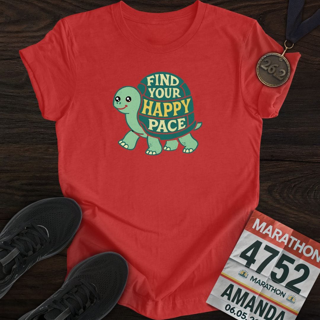 Printify T-Shirt Heather Red / S Find Your Happy Pace T-Shirt