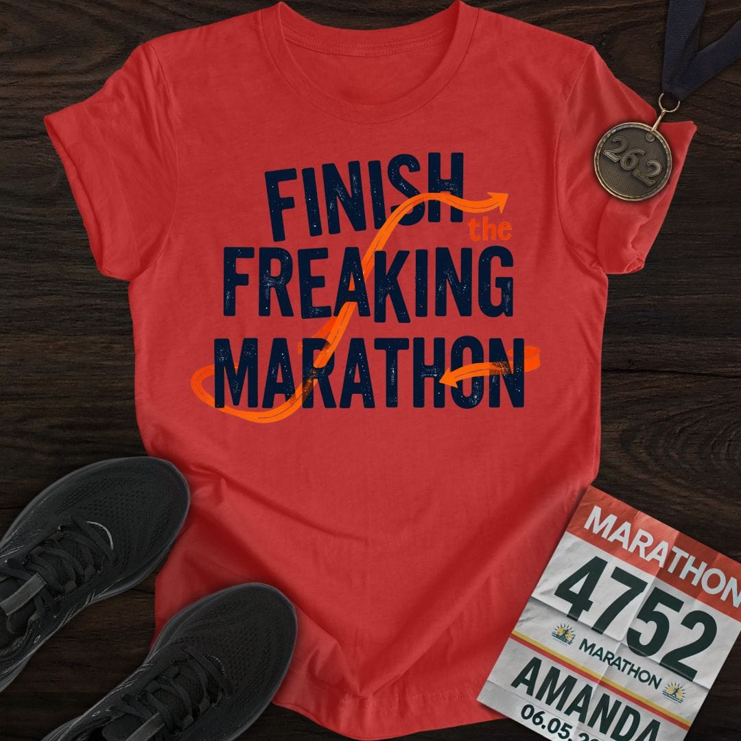 Printify T-Shirt Heather Red / S Finish The Freaking Marathon T-shirt