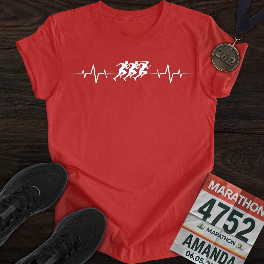Printify T-Shirt Heather Red / S Heart Rhythm Runner T-Shirt
