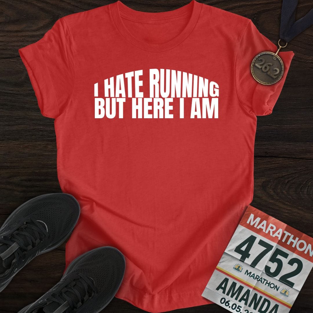 Printify T-Shirt Heather Red / S I Hate Running -2- T-Shirt