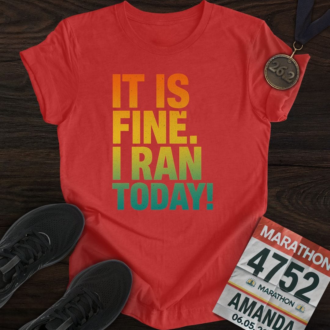 Printify T-Shirt Heather Red / S I Ran Today -2- T-Shirt