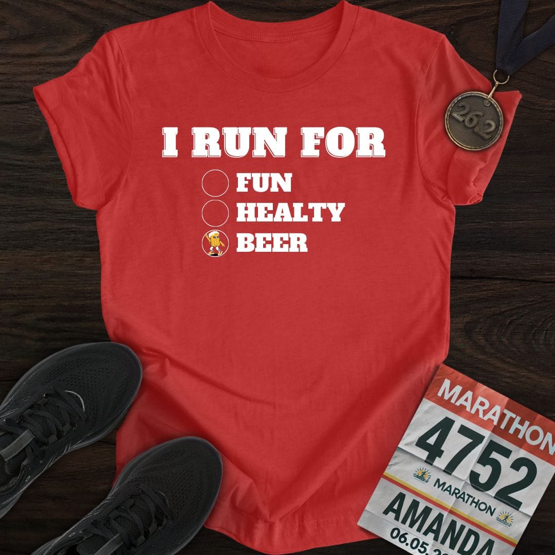 Printify T-Shirt Heather Red / S I Run for Beer T-Shirt