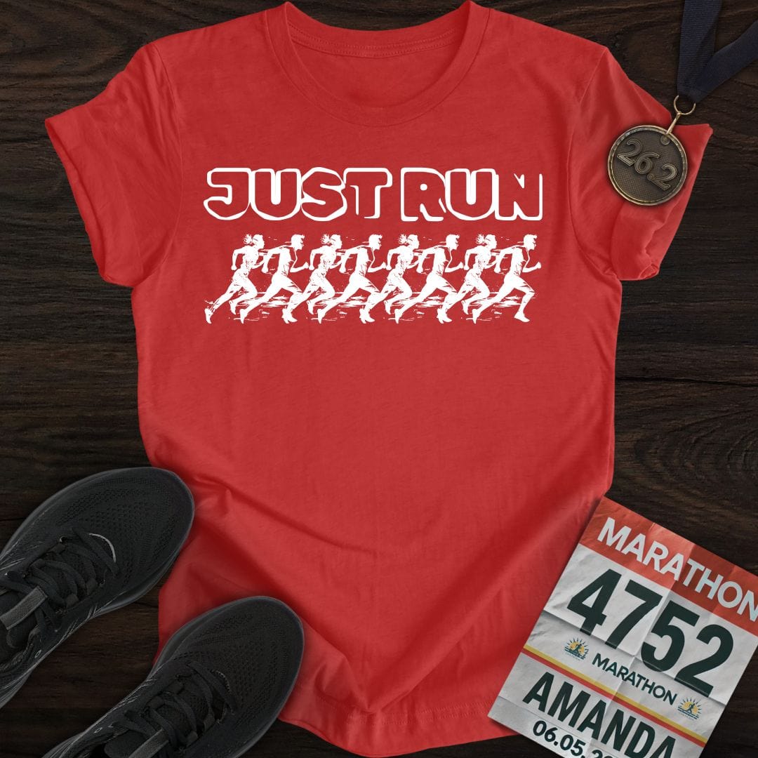 Printify T-Shirt Heather Red / S Just Run And Run T-shirt