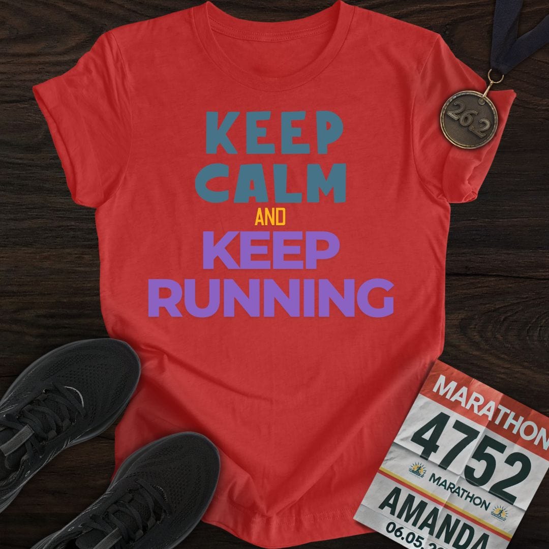Printify T-Shirt Heather Red / S Keep Calm And Keep Running T-shirt