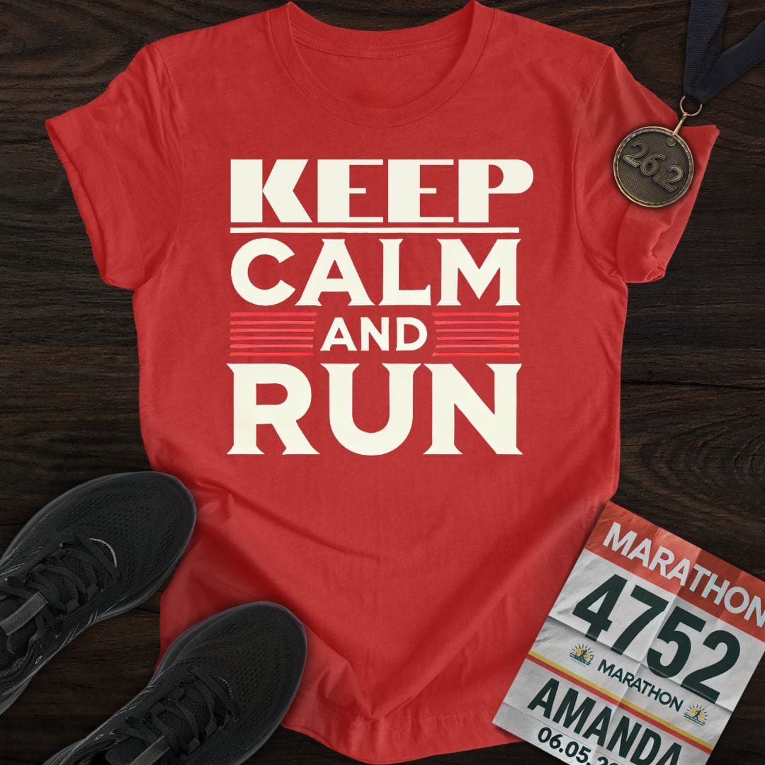 Printify T-Shirt Heather Red / S Keep Calm and Run T-shirt