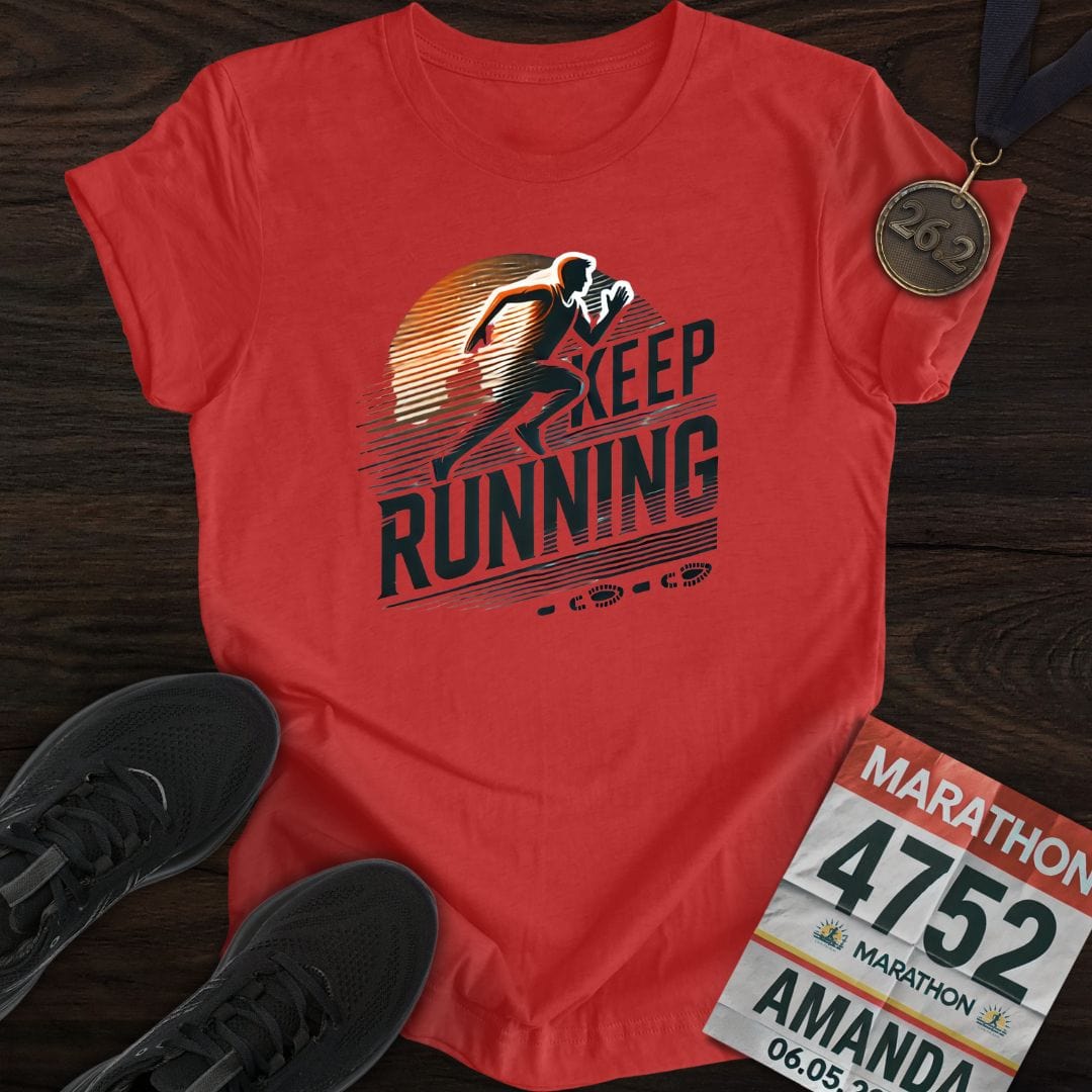 Printify T-Shirt Heather Red / S Keep Running T-Shirt