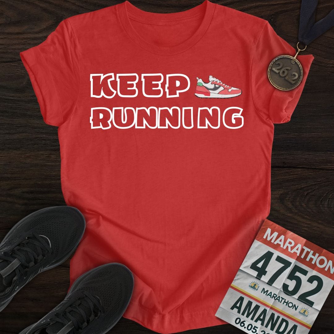 Printify T-Shirt Heather Red / S Keep Running T-Shirt