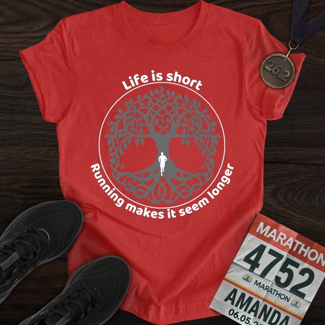 Printify T-Shirt Heather Red / S Life Is Short Go Run T-Shirt
