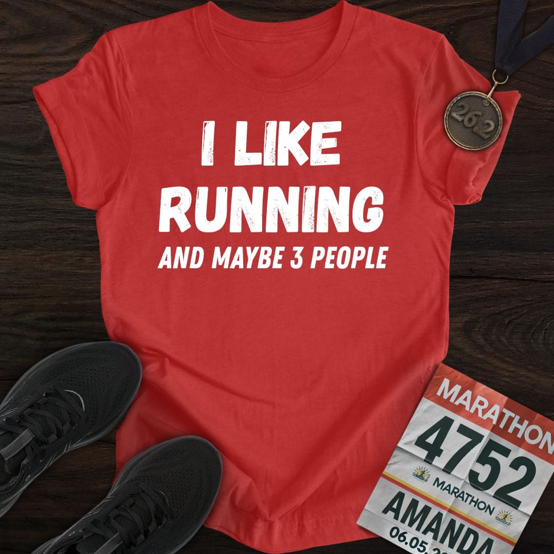 Printify T-Shirt Heather Red / S Like Running & 3 People T-shirt