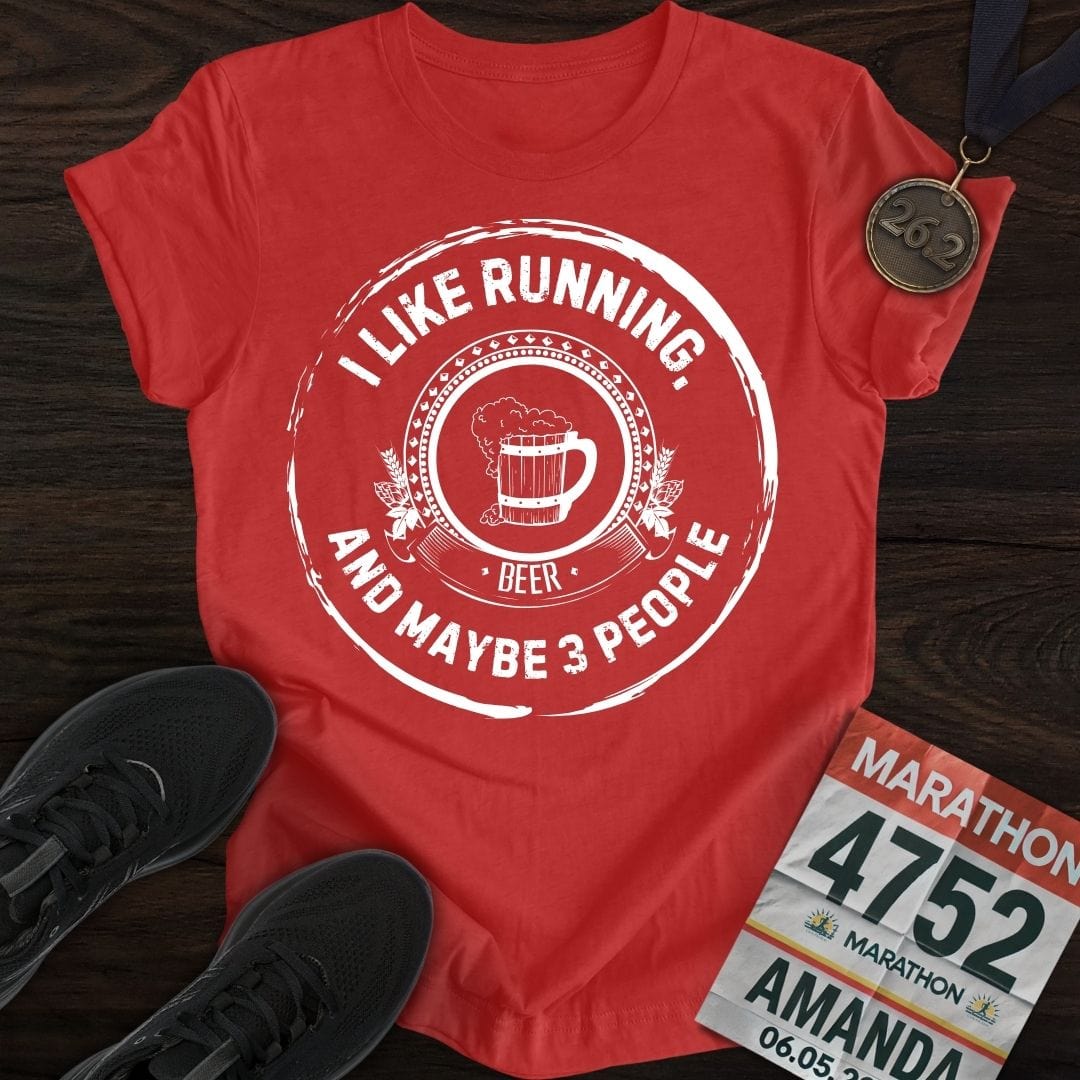 Printify T-Shirt Heather Red / S Like Running and Beer T-shirt