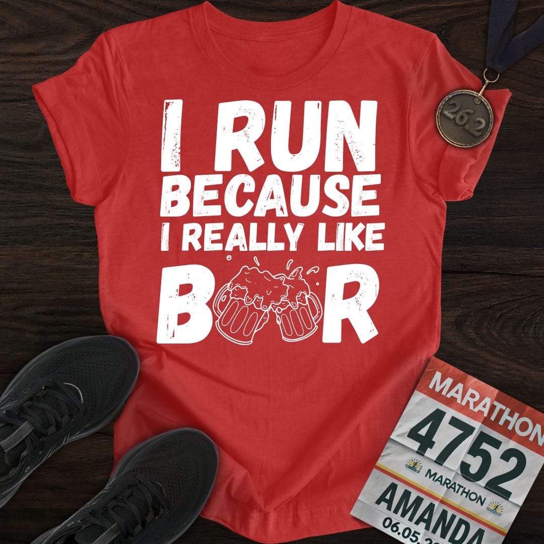 Printify T-Shirt Heather Red / S Like Running Or Beer T-shirt