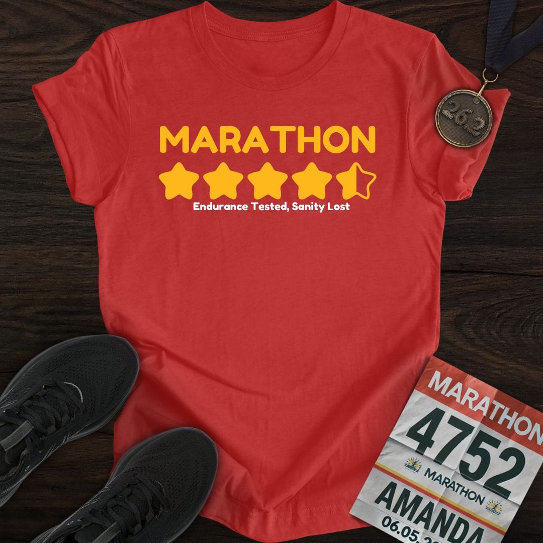 Printify T-Shirt Heather Red / S Marathon: Endurance Tested, Sanity Lost T-shirt