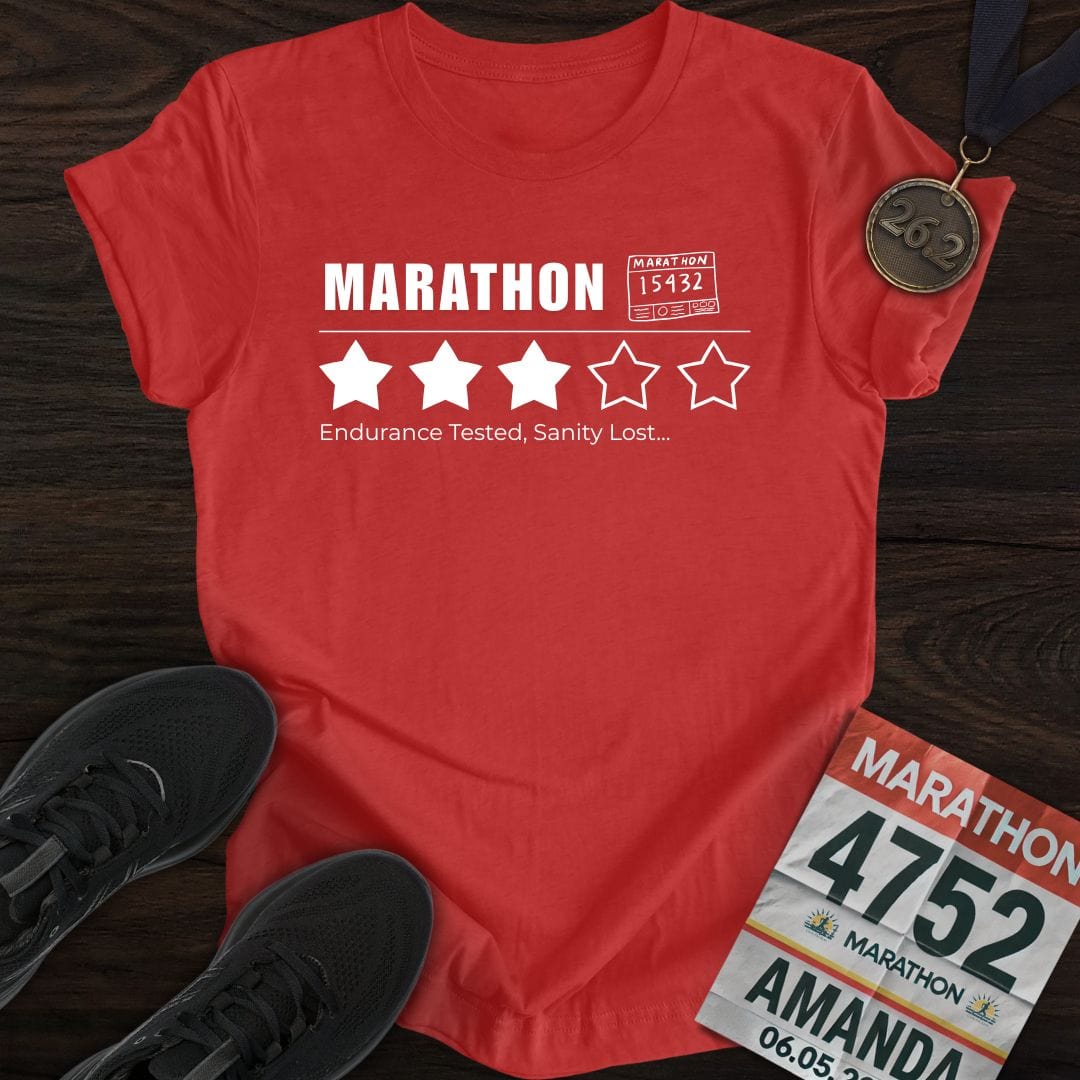 Printify T-Shirt Heather Red / S Marathon: Endurance Tested, Sanity Lost T-shirt