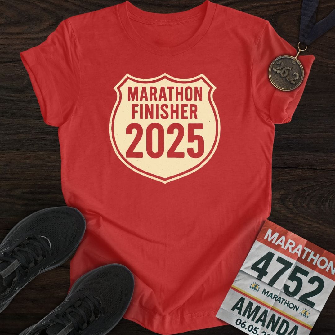 Printify T-Shirt Heather Red / S Marathon Finisher 2025 T-Shirt