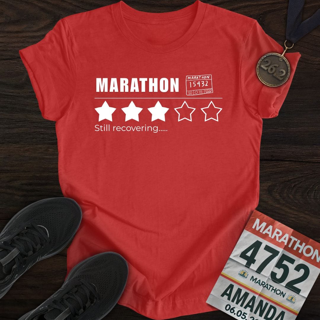 Printify T-Shirt Heather Red / S Marathon Score: Still Recovering T-shirt
