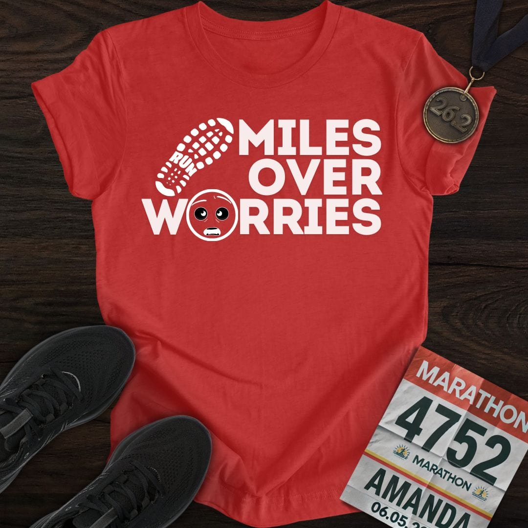 Printify T-Shirt Heather Red / S Miles Over Worries