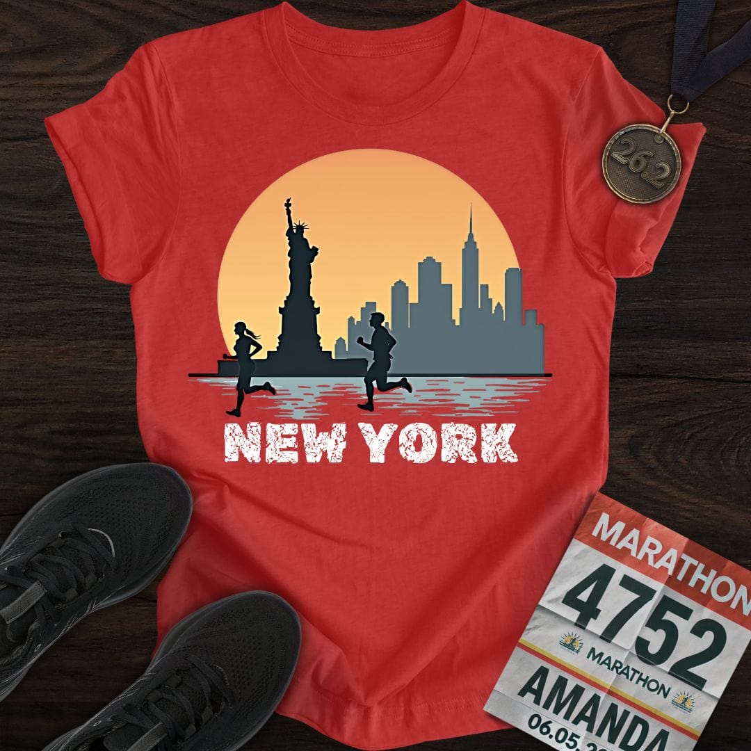 Printify T-Shirt Heather Red / S New York Runner T-shirt