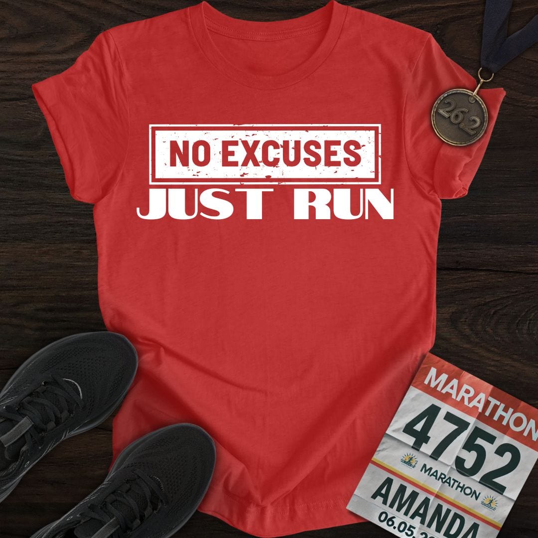 Printify T-Shirt Heather Red / S No Excuses Just Run T-shirt