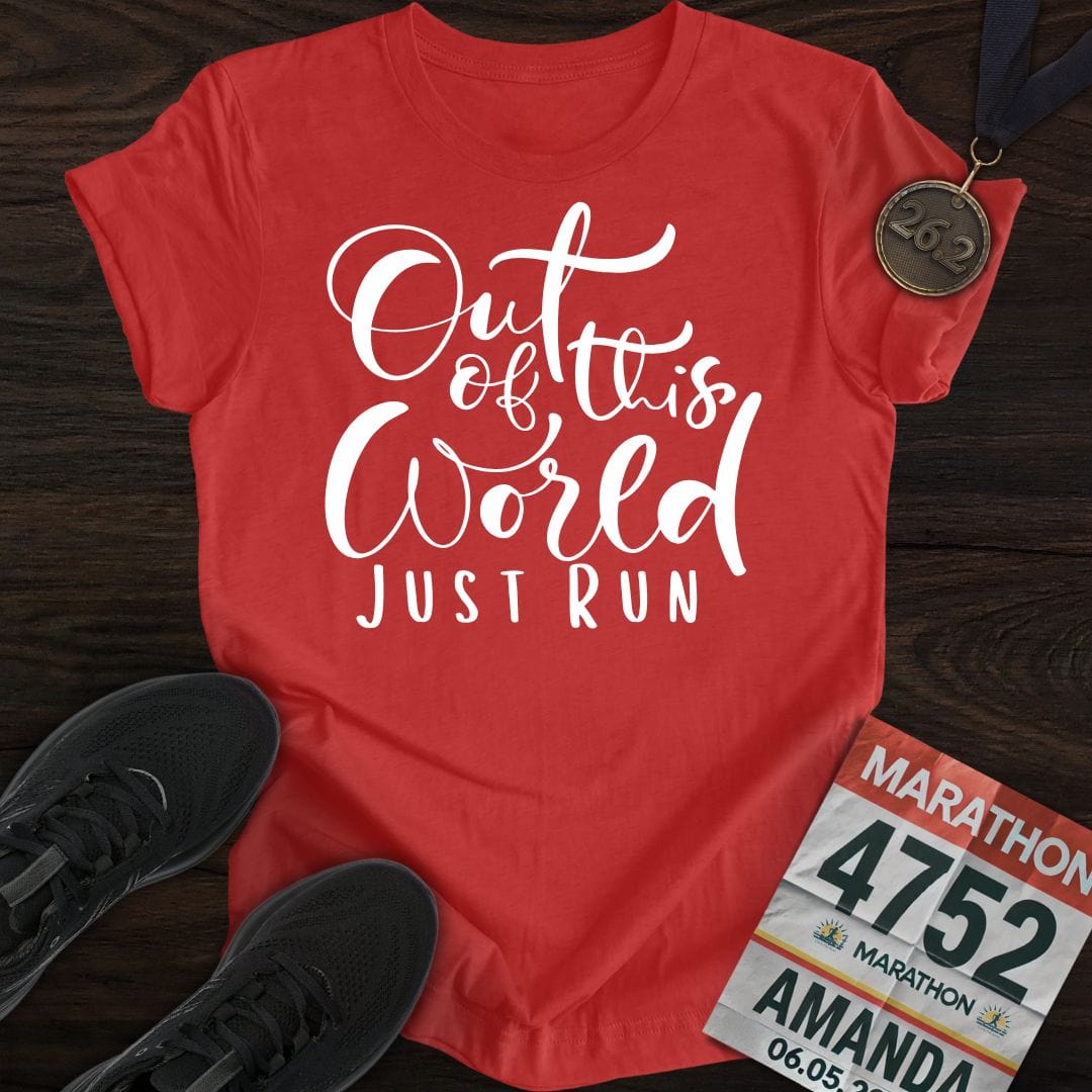 Printify T-Shirt Heather Red / S Out of This World, Just Run T-shirt