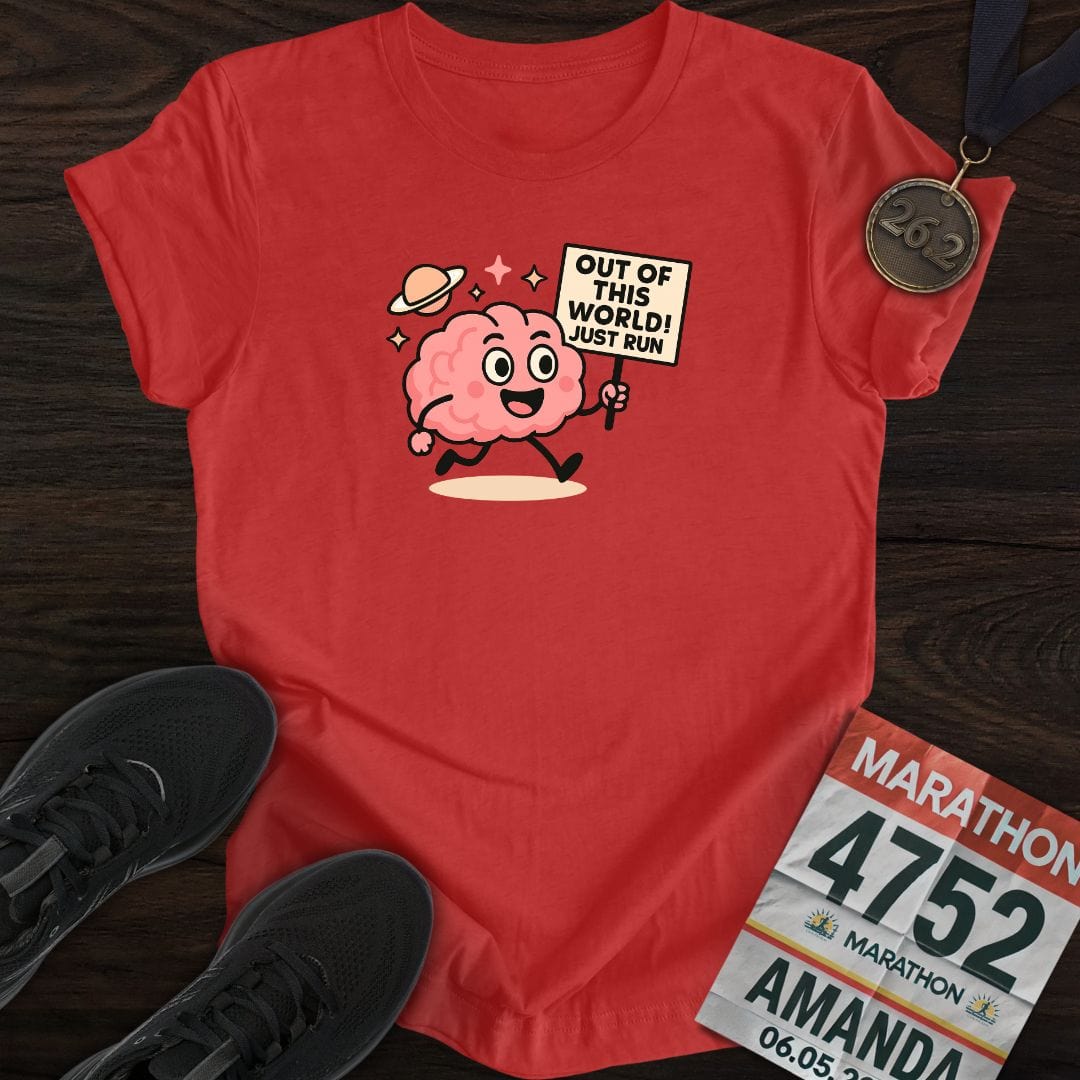Printify T-Shirt Heather Red / S Out of This World, Just Run T-shirt
