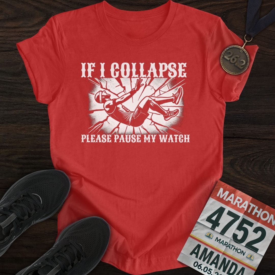 Printify T-Shirt Heather Red / S Please Pause My Watch T-Shirt