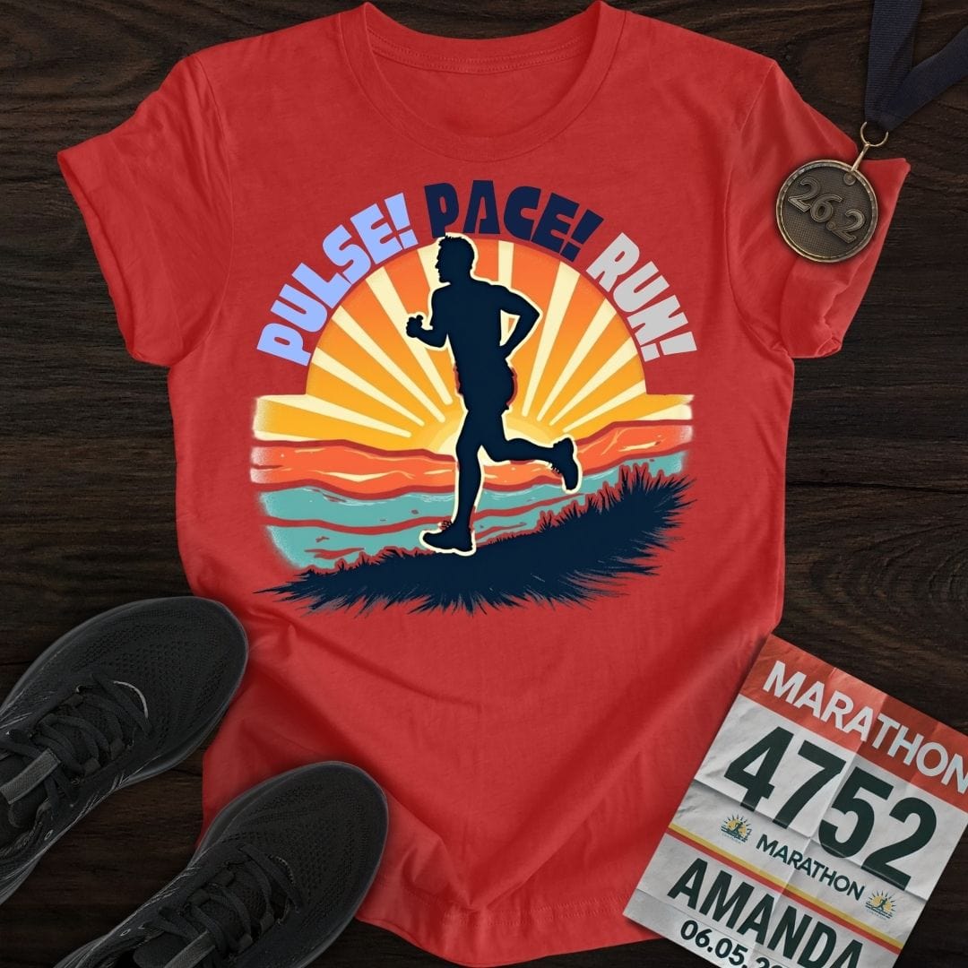 Printify T-Shirt Heather Red / S Pulse! Pace! Run! T-shirt