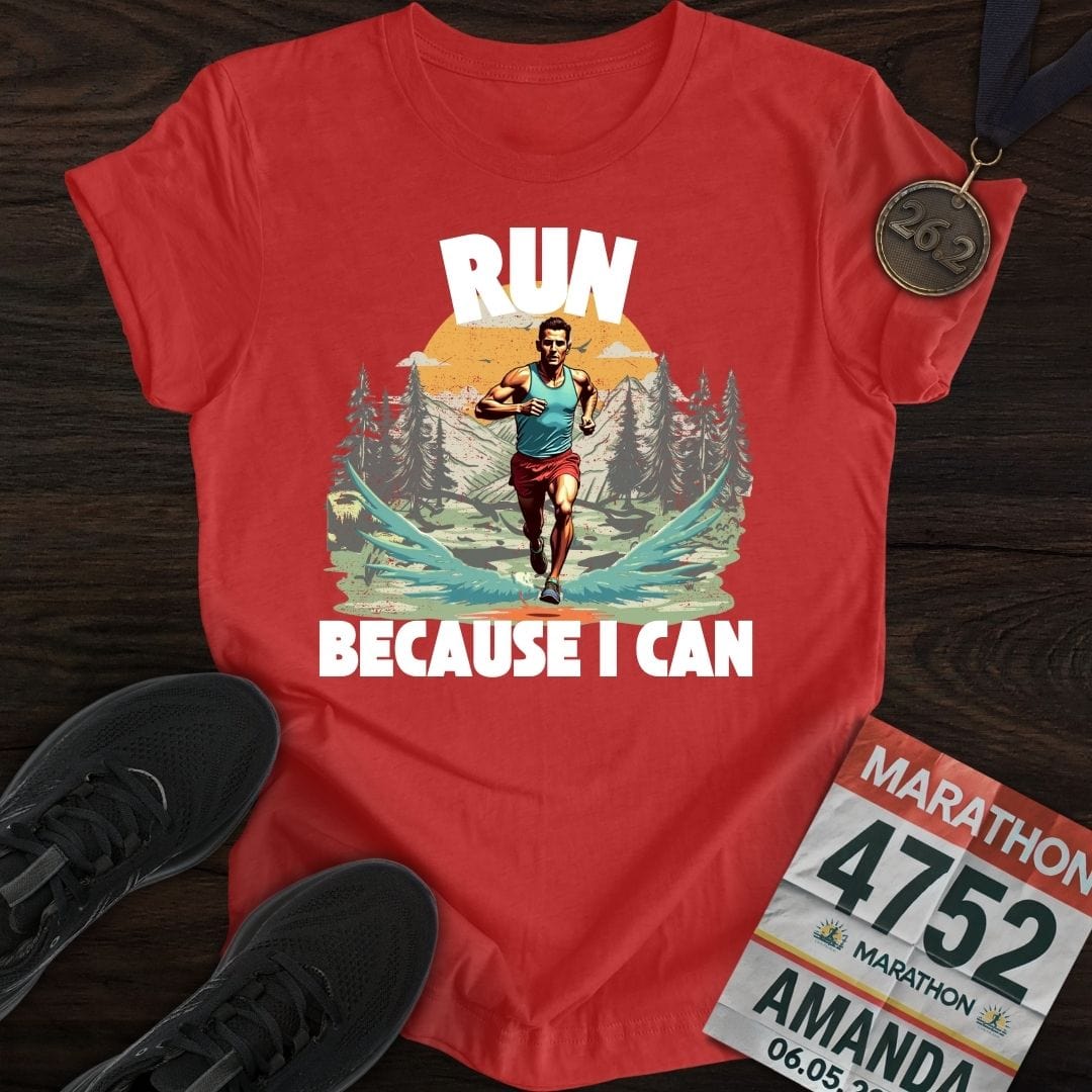 Printify T-Shirt Heather Red / S Run Because I Can Run! T-shirt