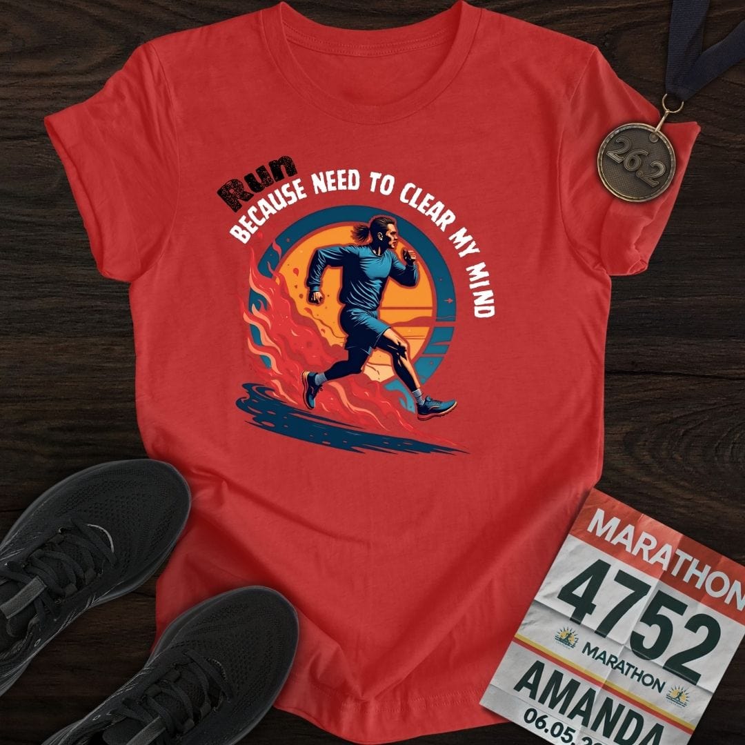 Printify T-Shirt Heather Red / S Run Because Need To Clear My Mind T-shirt