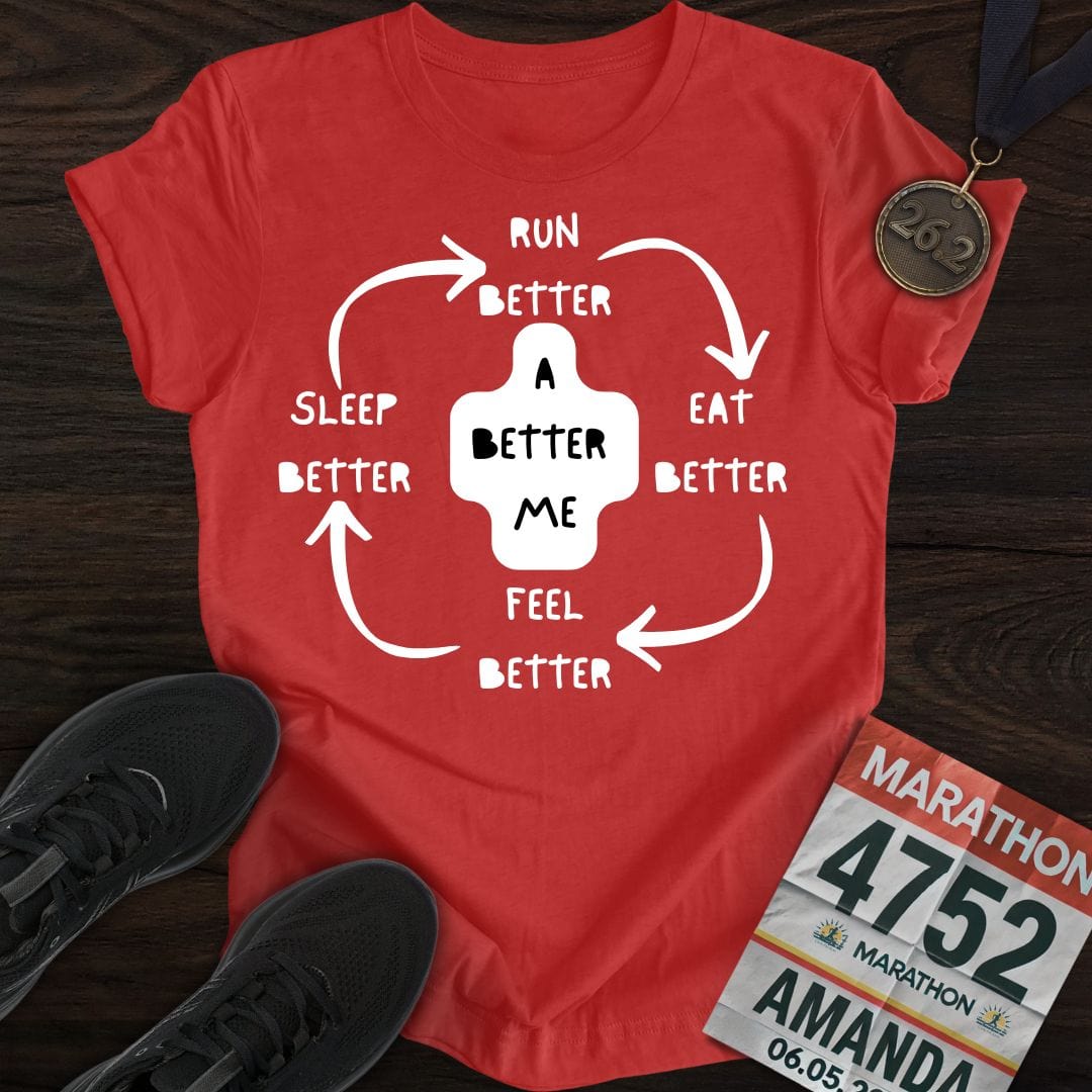 Printify T-Shirt Heather Red / S Run Better Feel Better T-shirt