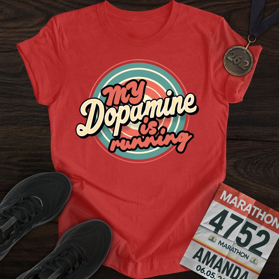 Printify T-Shirt Heather Red / S Run For Dopamine -3- T-shirt