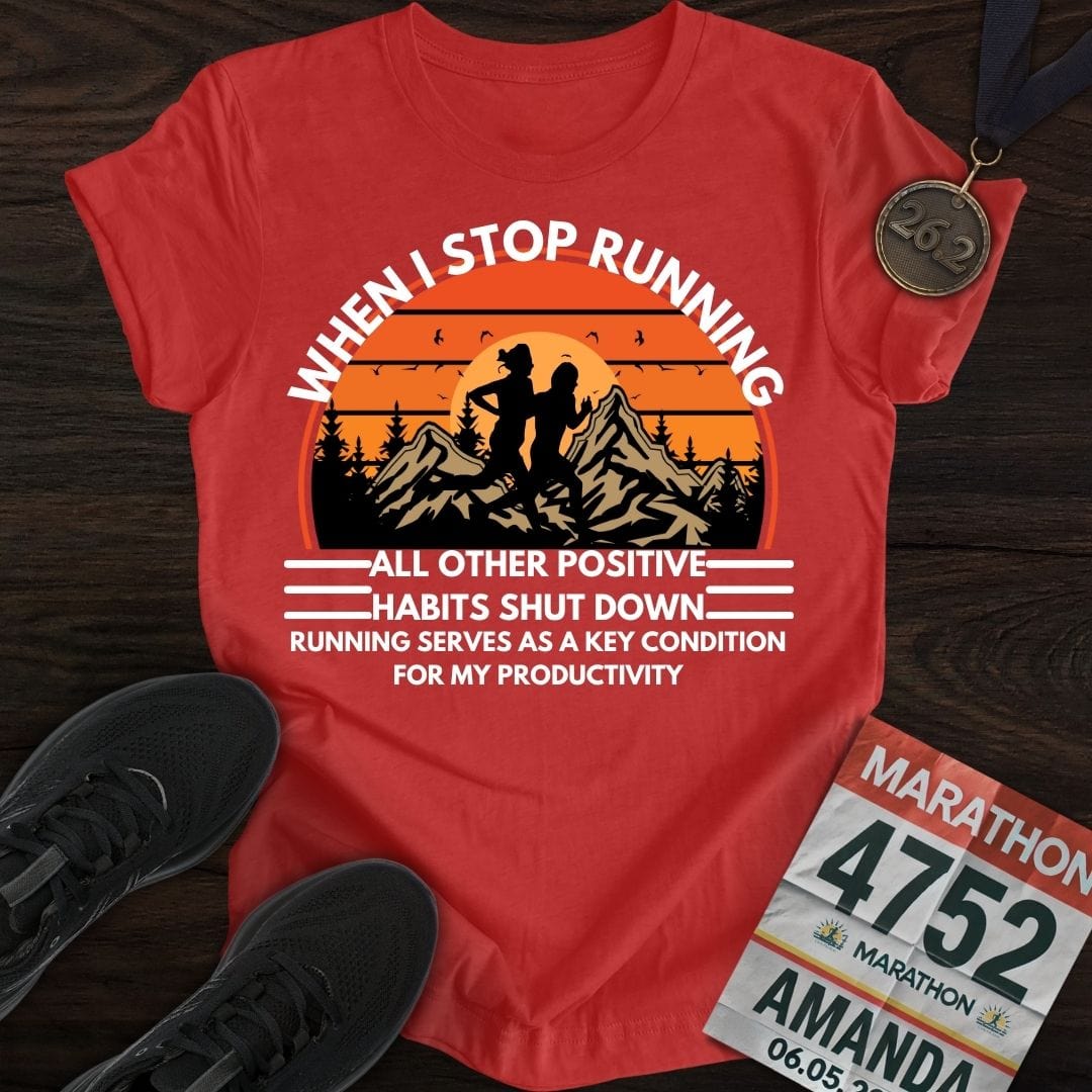 Printify T-Shirt Heather Red / S Run For Positive Habits T-shirt