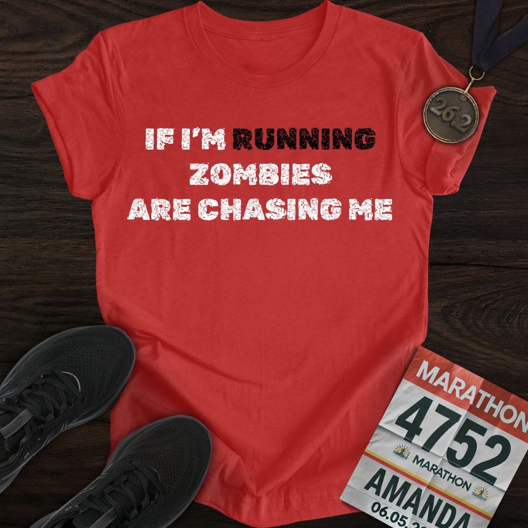 Printify T-Shirt Heather Red / S Run From Zombies T-Shirt