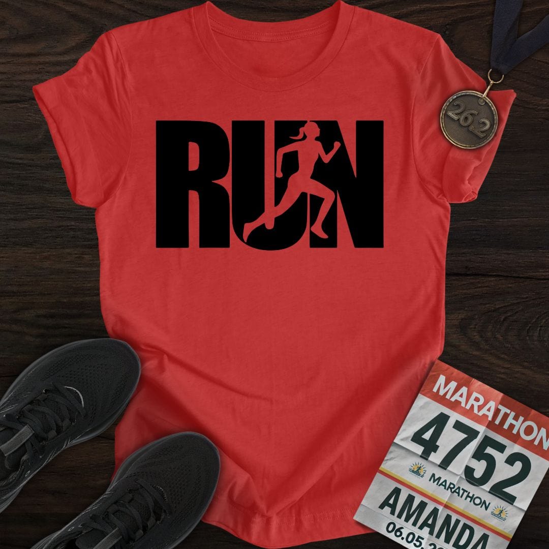 Printify T-Shirt Heather Red / S Run Girl T-shirt