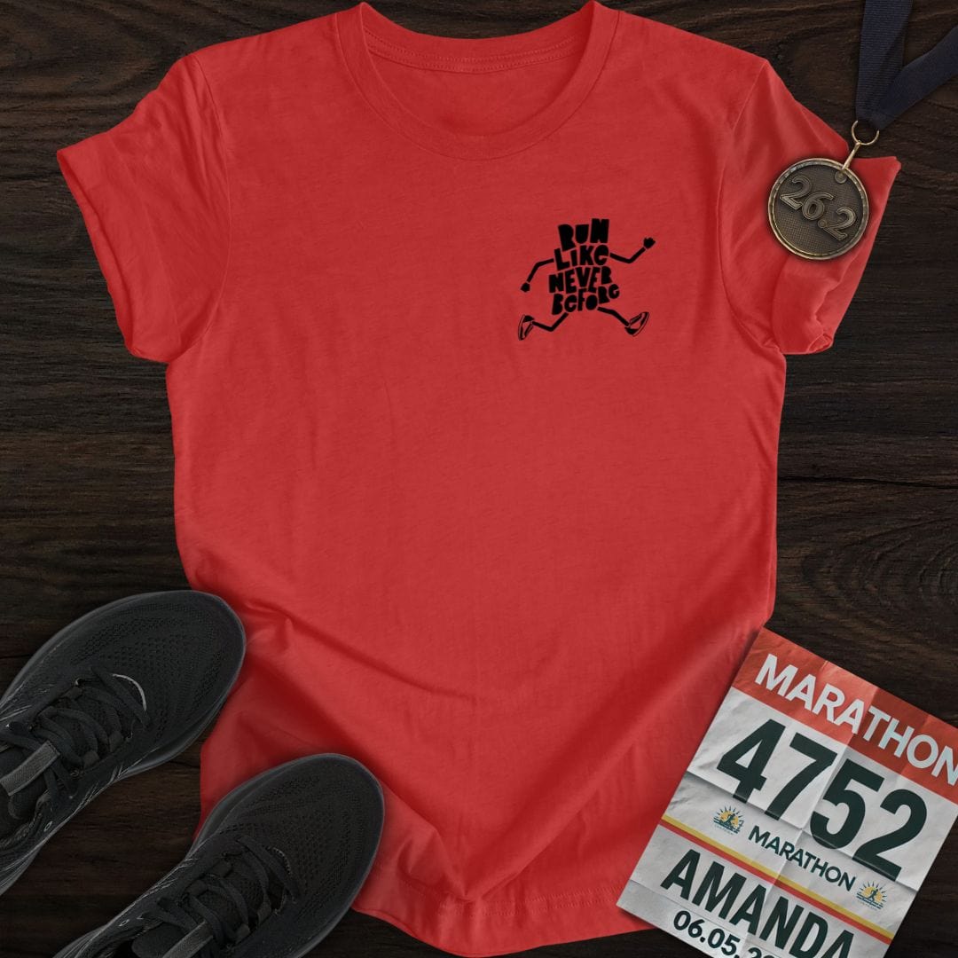 Printify T-Shirt Heather Red / S Run Like Never Before T-Shirt