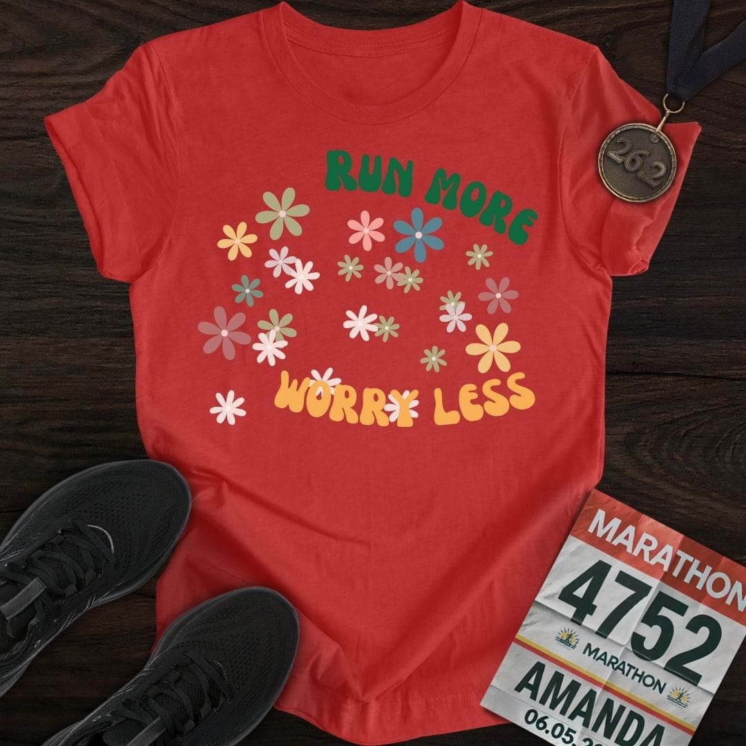 Printify T-Shirt Heather Red / S Run More Worry Less T-Shirt