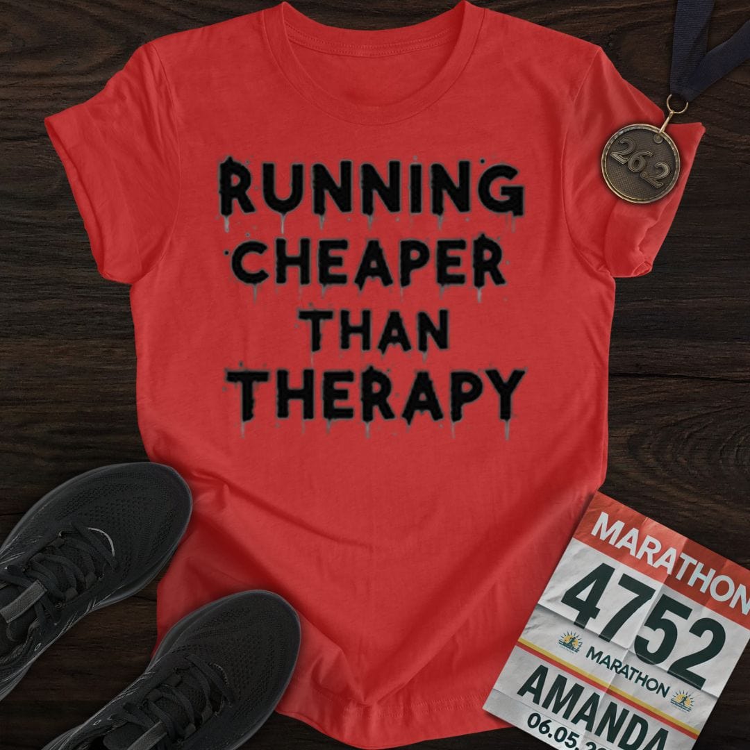 Printify T-Shirt Heather Red / S Run Or Go Therapy T-shirt