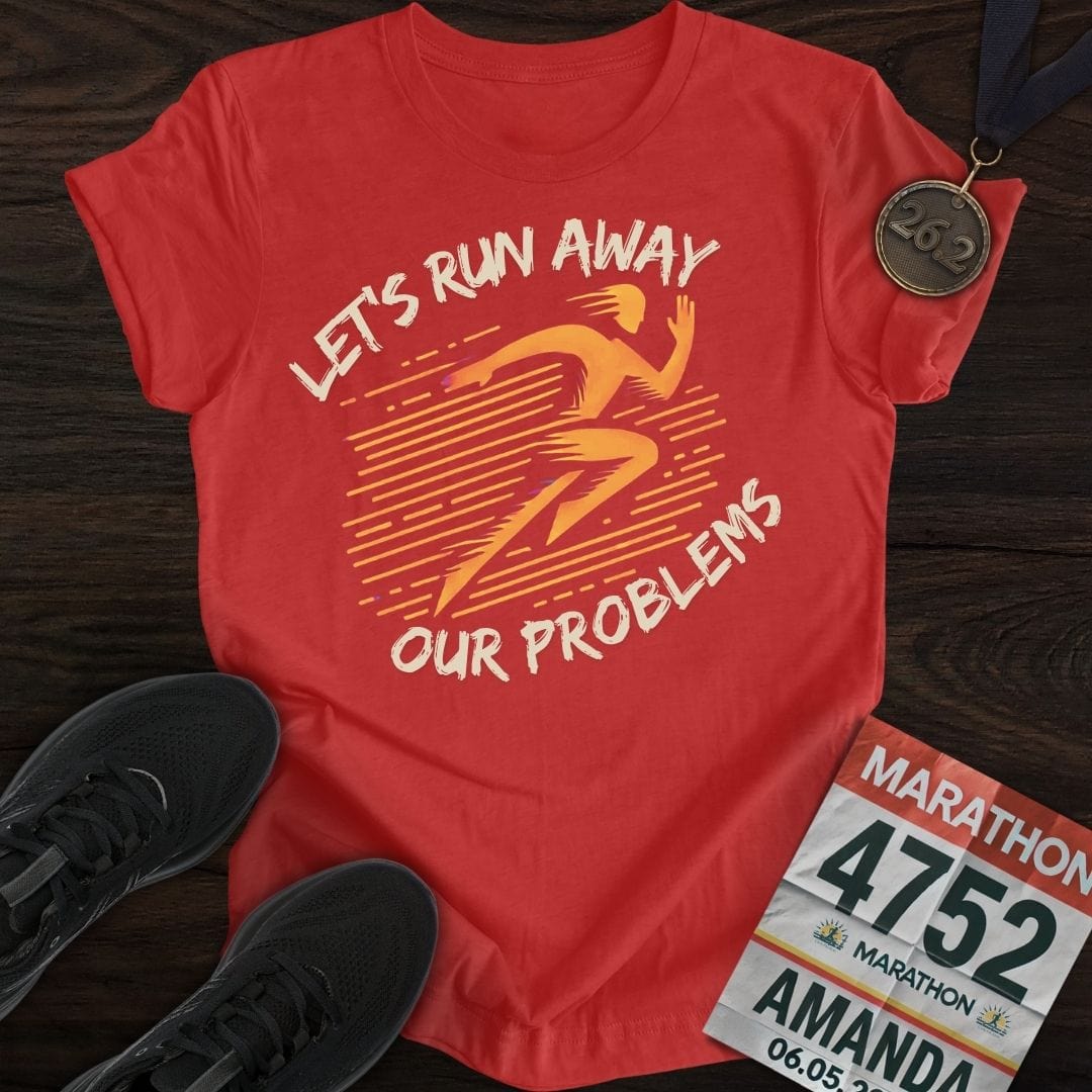 Printify T-Shirt Heather Red / S Run Our Problems T-Shirt