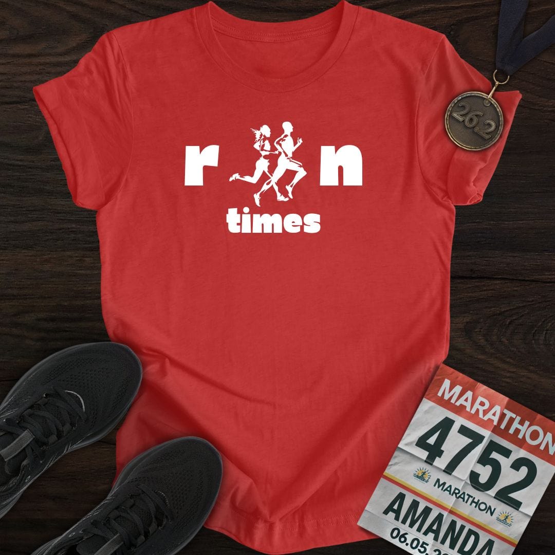 Printify T-Shirt Heather Red / S Run Times T-shirt