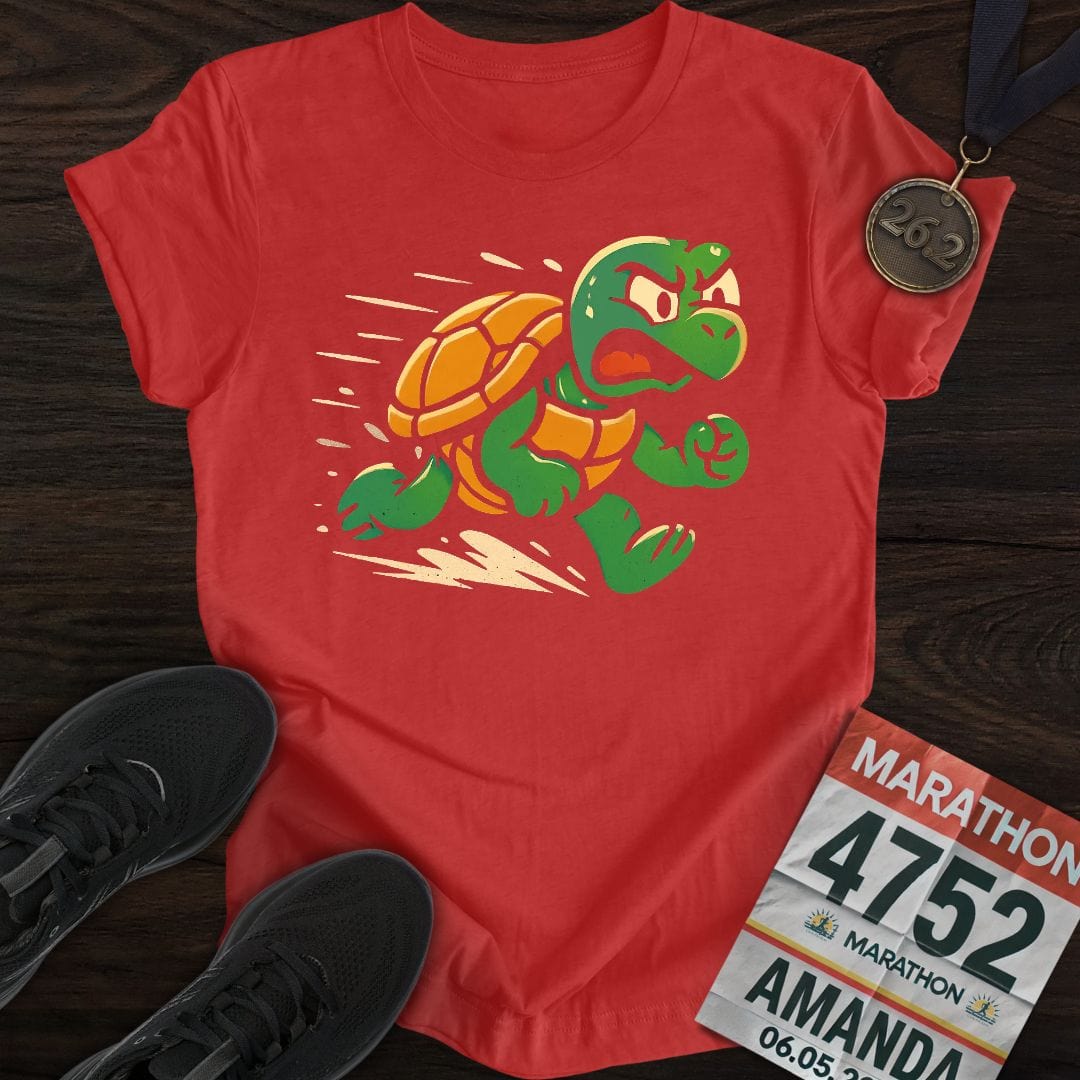 Printify T-Shirt Heather Red / S Runner Turtle T-Shirt