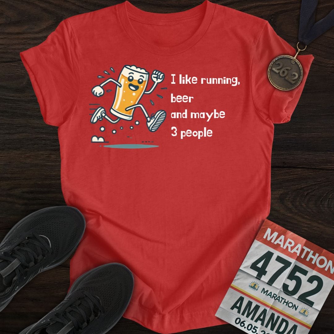 Printify T-Shirt Heather Red / S Running & 3 People T-Shirt