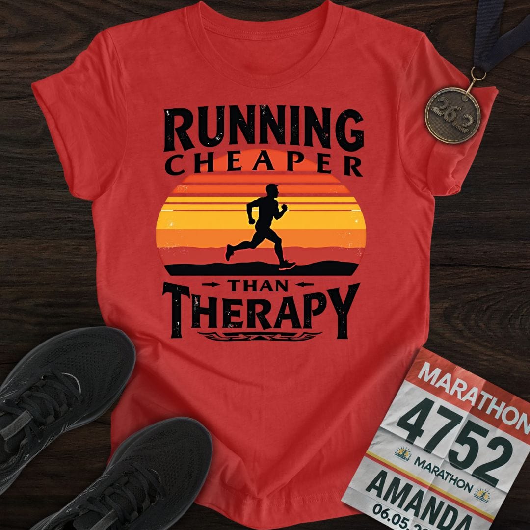 Printify T-Shirt Heather Red / S Running Because Cheaper T-shirt