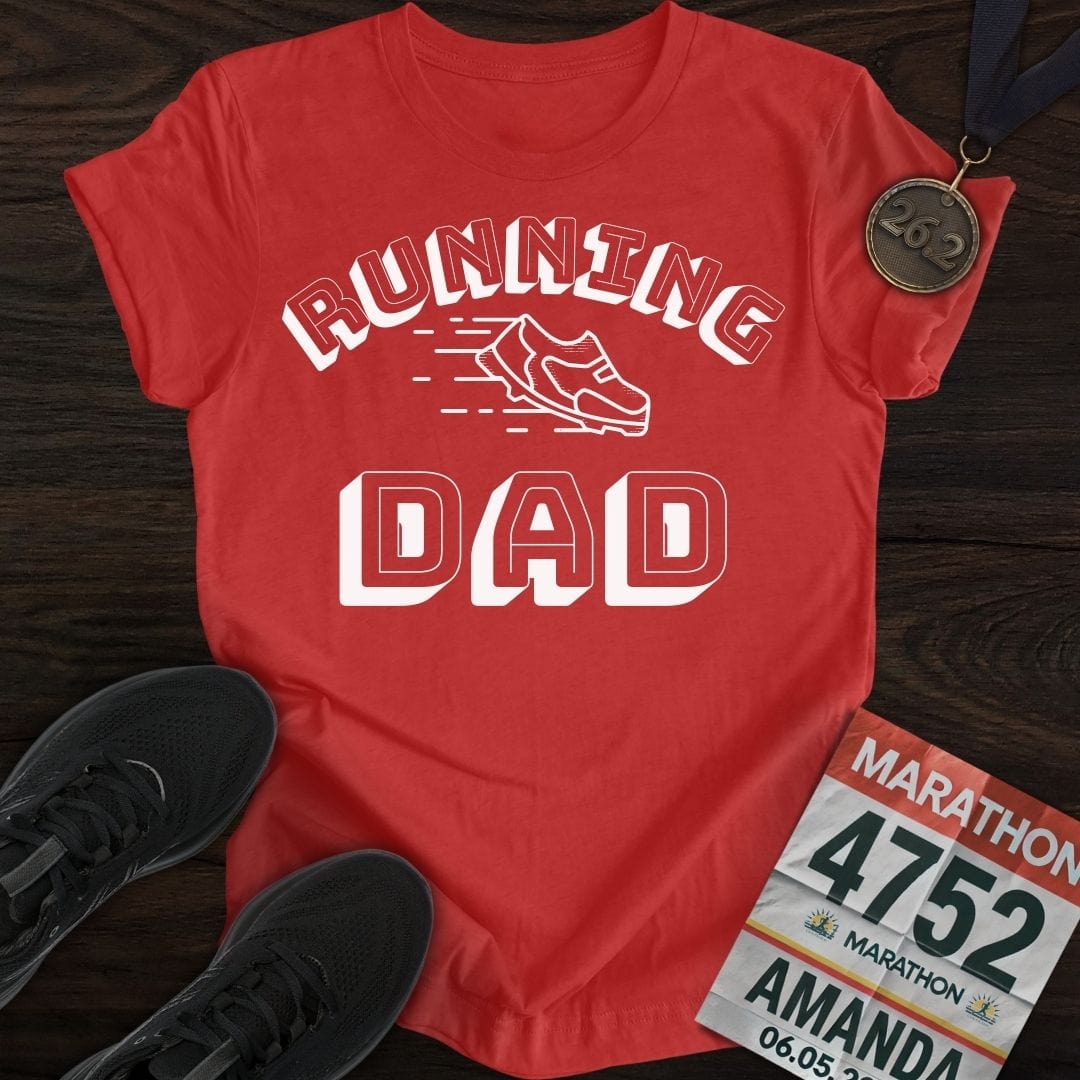 Printify T-Shirt Heather Red / S Running Dad T-Shirt